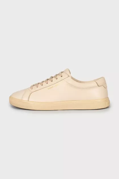 Beige leather sneakers