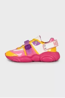 Patent leather and textile sneakers