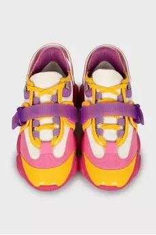Patent leather and textile sneakers