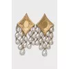 Gold clip earrings with crystals