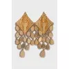 Gold clip earrings with crystals