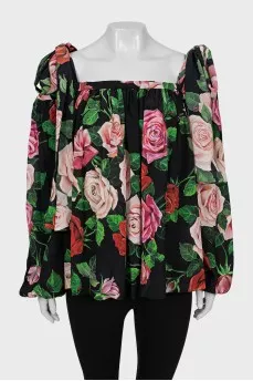Silk off shoulder blouse