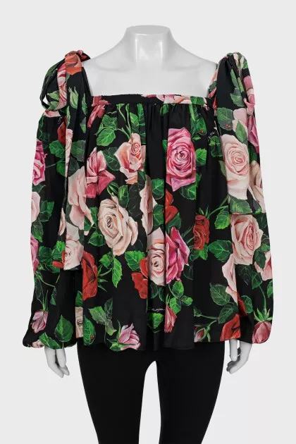 Silk off shoulder blouse
