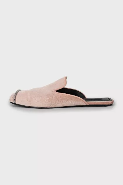 Textile clogs with metal decor