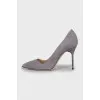 Grey suede pumps