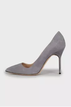 Grey suede pumps