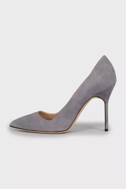 Grey suede pumps