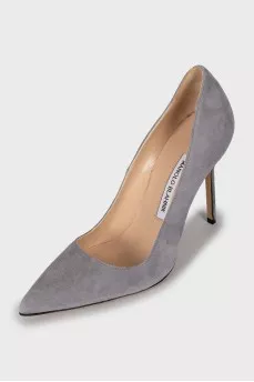 Grey suede pumps