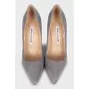 Grey suede pumps