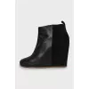 Black leather and suede ankle boots