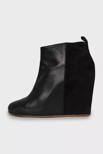 Black leather and suede ankle boots