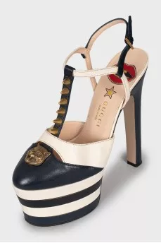 Leather shoes with studded heels