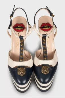 Leather shoes with studded heels