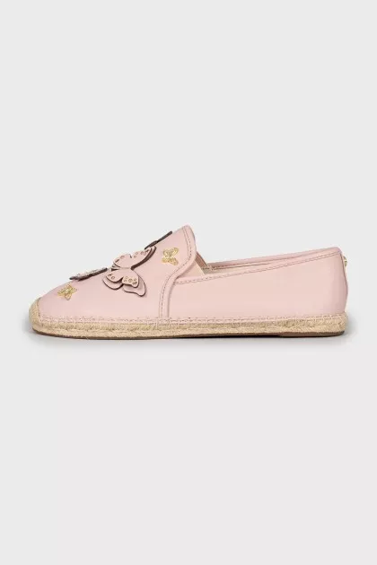 Pink leather espadrilles