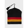 Black striped hat with tag