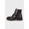 Men's leather boots with perforation