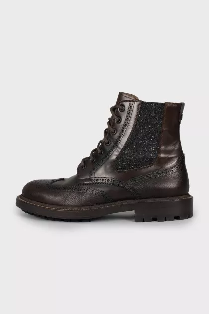 Men's leather boots with perforation