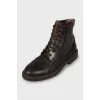 Men's leather boots with perforation