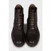 Men's leather boots with perforation
