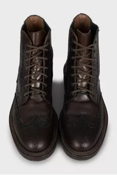 Men's leather boots with perforation
