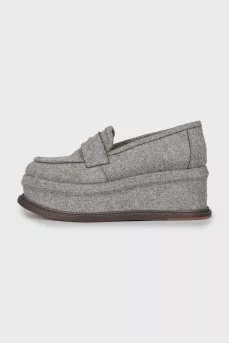 Textile loafers with high soles