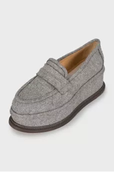 Textile loafers with high soles