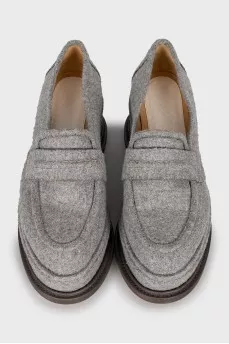 Textile loafers with high soles
