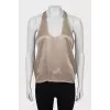 Brown tank top with a deep neckline