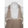 Brown tank top with a deep neckline