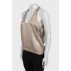 Brown tank top with a deep neckline
