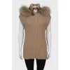 Cashmere vest with fox fur