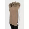 Cashmere vest with fox fur