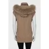 Cashmere vest with fox fur