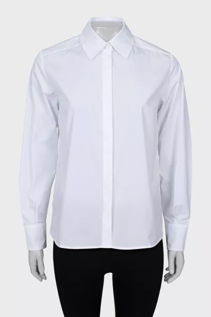 Straight white button-down shirt