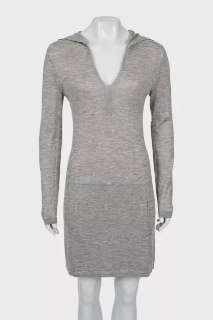 Gray dress made of cashmere and silk