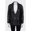 Leather jacket with patch pockets