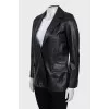 Leather jacket with patch pockets