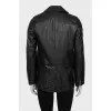 Leather jacket with patch pockets