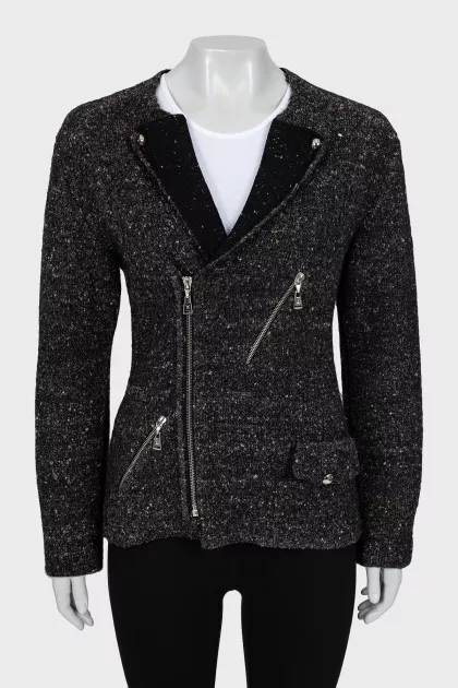Cardigan with zip and pockets