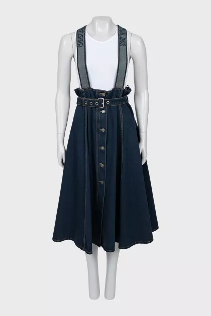 Denim sundress with brand logo