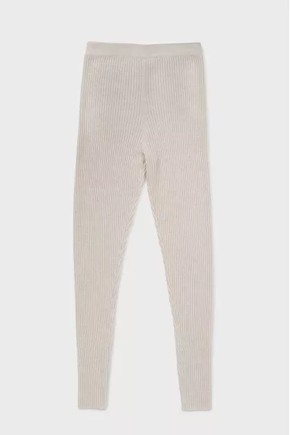 White ribbed leggings