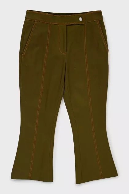 Flared trousers with contrast stitching