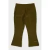 Flared trousers with contrast stitching