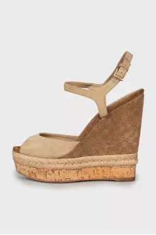 High wedge suede sandals
