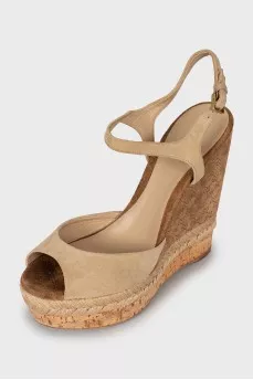 High wedge suede sandals