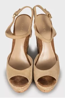 High wedge suede sandals