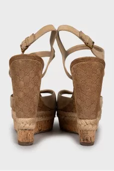 High wedge suede sandals