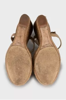 High wedge suede sandals