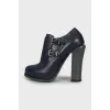 Dark blue leather ankle boots