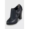 Dark blue leather ankle boots